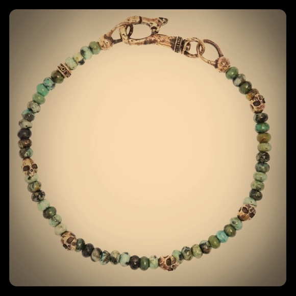 John Varvatos Other - John Varvatos Turquoise & Brass Skull Bracelet
